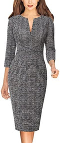 VFSHOW Womens Work Business Office Zipper Up Slim Bodycon Sheath Dress