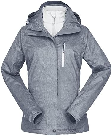 33,000ft Women's 3 in 1 Hooded Rain Jacket Waterproof Softshell Ski Coat