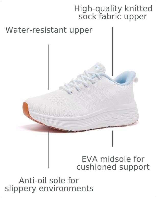 AVW Womens Non Slip Work Shoes Walking Sneakers Food Service Kitchen Shoes