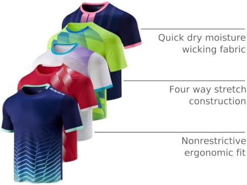 Liberty Imports 5 Pack Men's Active Quick Dry Crew Neck T Shirts