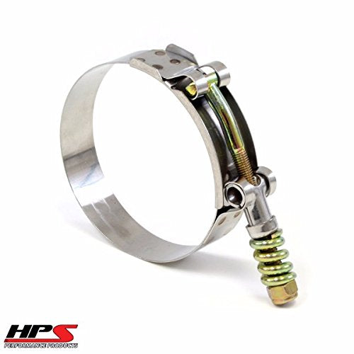 6x HPS SLTC-275 Spring Loaded Stainless Steel T-Bolt Clamps SAE 60 for 2.5" ID Hose, Effective Size 2.75" - 3.00", Polish