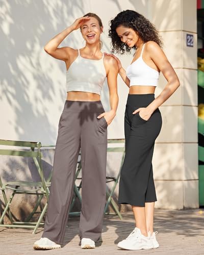 G4Free Yoga Pants for Women Wide Leg Pants with Pockets High Waisted