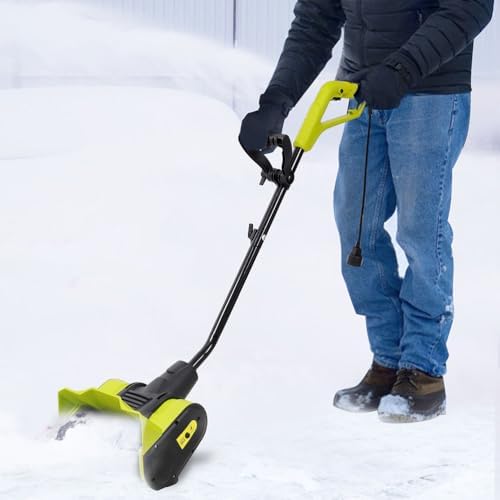 12-Inch Electric Snow Shovel, 10-Amp Corded Snow Blower, Lightweight Snow Thrower with Dual-Blade Auger, Adjustable Handle, Compact Snow Removal Tool for Driveway, Sidewalk, Walkway