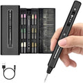 AM ARROWMAX Mini Engraving Pen, HollowCup Motor, 42 Bits with Aluminum Case, OLED, Magnetic Charge, Mini Cordless Rotary Tool, Engraving Pen for Bead, Metal, Wood, Glass and Plastic (SGS),Black