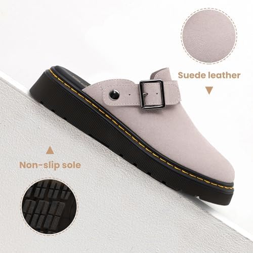 Athlefit Women's Slip On Suede Clogs with Back Strap