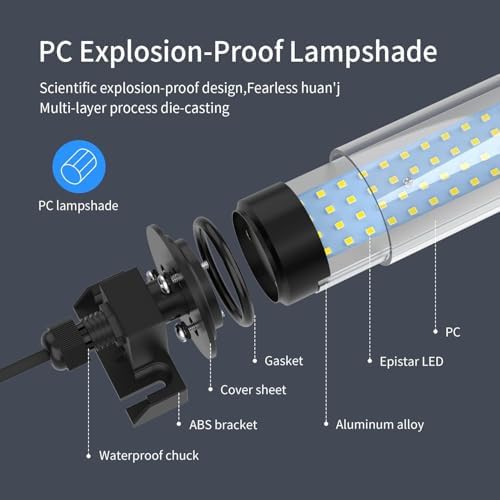LED Work Light, Machine LED Tube Light,Explosionproof Work Lamp IP67 Waterproof 2000 Lumen 20W 120V-220V,Suitable for Workshop/Garage/milling Workshop