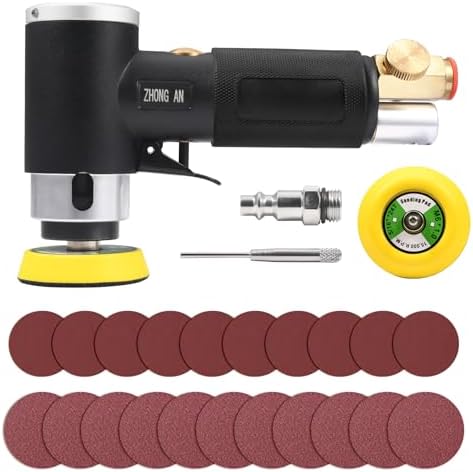 2 3-inch Mini Orbital Sander da sander Air Dual Action Sander Air Polisher Super Smooth and Swirl Freely High Speed for Auto Body Work with 20 PCS Sanding Discs (BLACK)