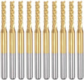 uxcell 10Pcs 2.2mm Titanium Coat Carbide End Mill Engraving Milling Cutter CNC Router Bits for PCB Machine, 1/8" Shank