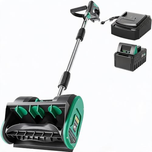 Garvee 12" Snow Blower Cordless - Snow Shovel for Driveway, 16.5 ft Snow Throwing Distance, 20V 1 * 4.0Ah Battery & Quick Charger, Adjustable Handle, for Walkways Deck Stair Snow Removal