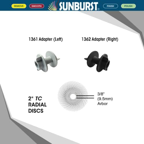 Dedeco Sunburst Radial Bristle Discs 12-Pack - 2" Curved - 3/8" Arbor - White 120 Grit (Medium) - Aluminum Oxide for Polishing & Finishing