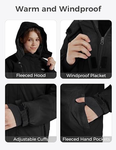 wantdo Girls Winter Ski Coat Fleece Snowboarding Jacket Waterproof 10000mm