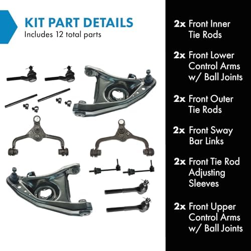 TRQ Front Steering & Suspension Kit Control Arm with Ball Joint Sway Bar