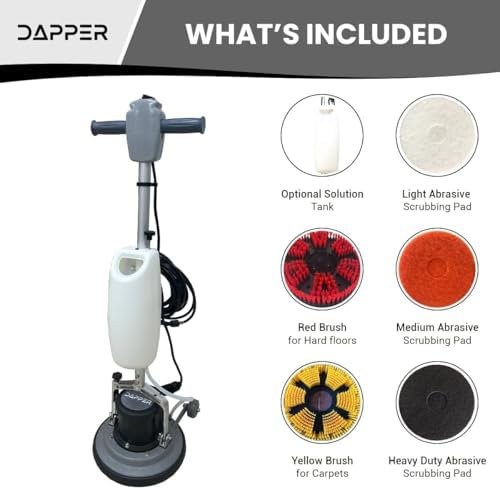 13" Heavy-duty Multi-Functional Floor Buffer Polisher Machine - Clean, Buff, Scrubb and Polish with Ease! Ideal for Carpets Too! Includes Optional Solution Tank, 2 Brushes and 3 Scouring Pads