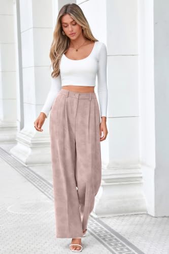 FUNYYZO Wide Leg Dress Pants for Women Work Slacks Business Casual Outfits