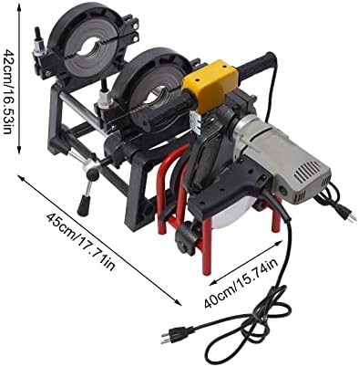 HDPE Pipe Fusion Machine, 2 Clamps Manual Butt Welding Machine, 63–200mm Pipe Butt Welder, for PE, PB, PVDF, HDPE, PVC and PP Pipes, 110V