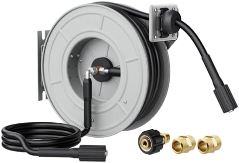 Giraffe Tools Retractable Pressure Washer Hose Reel 65ft, 2600PSI
