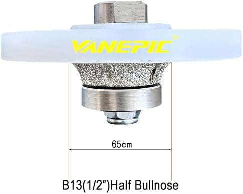 1/2 inch B13 Diamond demi bullnose Half Bullnose Profile Wheel Diamond Hand Profiler Router bit with 5/8-11 Thread for Grinder polisher Granite Marble concrete tile and Countertop Edge Shaping