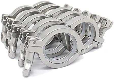 QiiMii 13MHHM Stainless Steel 304 Single Pin Heavy Duty Tri Clamp with Wing Nut for Ferrule TC 2"(10 Pack) (2 Inch)