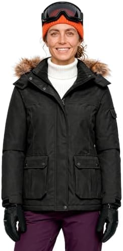Wantdo Women's Waterproof Ski Jacket Windproof Winter Snow Coat Mountain Snowboarding Jackets Outdoor Fleece Parka