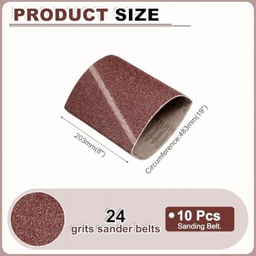 HARFINGTON 8 x 19 Inch Sanding Belts, 10 Pcs 24 Grits Aluminum Oxide