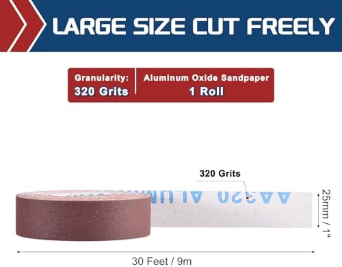 Sandpaper Roll 1Inch 30FT 320Grit Aluminum Oxide Emery Cloth Roll