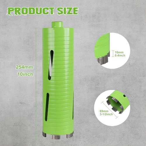 3 1/2 Inch Dry Core Drill Bit, 5/8"-11 Threaded Concrete Core Bit