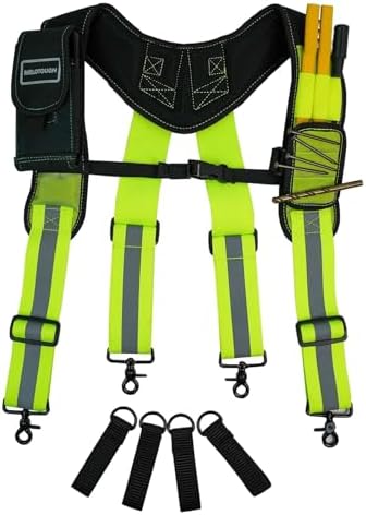 MELOTOUGH Magnetic Tool Belt Suspenders with Magnetic WristBand for Work Belt Padded Suspenders Constrcution