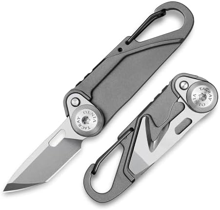 TACRAY Vinto 5-in-1 Titanium Keychain Multitool Mini Pocket Knife, Grey