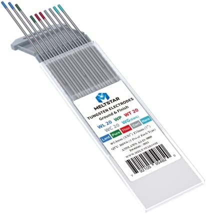 TIG Welding Tungsten Electrodes Mix Set, 5 Color Markings Red Green Blue Turquoise Grey, 3/32" x 7" 10 Pack