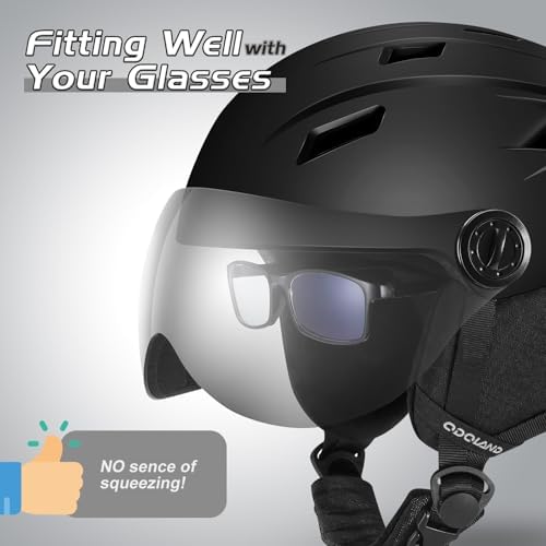 Odoland Ski Helmet with 2-in-1 Visor Goggles, Lightweight for Men Women