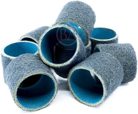 Benchmark Abrasives 1-1/2" x 1-1/2" Non Woven Surface Conditioning Sanding Bands, Spiral Bands Rotary Sander for Drill & Die Grinder, Metal Polishing Sanders for Woodworking Tool (10 Pack) - Fine
