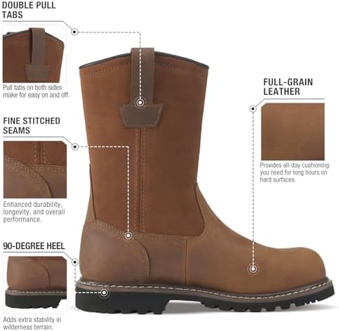 HISEA NINGO Steel Toe Work Boots for Men, Waterproof Wellington Boots