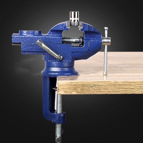 360° Swivel Clamp-on Bench Vise 50mm Small Rotating Table Vise for Woodworking Repair and Teaching Tool, Multi-function Professional Workholding Device