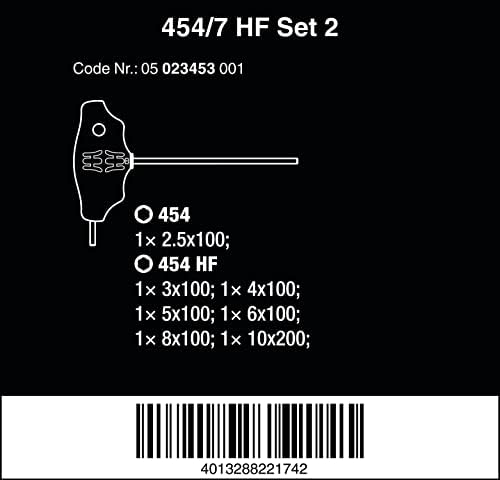 454/7 HF Set 2 Screwdrvr set T-handle Hex-Plus 7 pcs
