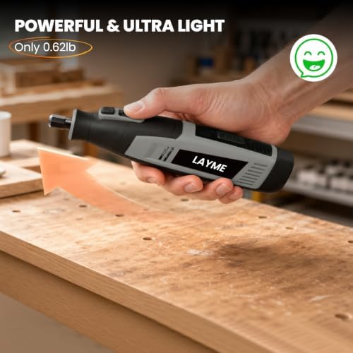 Cordless Rotary Tool Kit, 4V 4000mAh, 6-Speed, Digital Display Grey