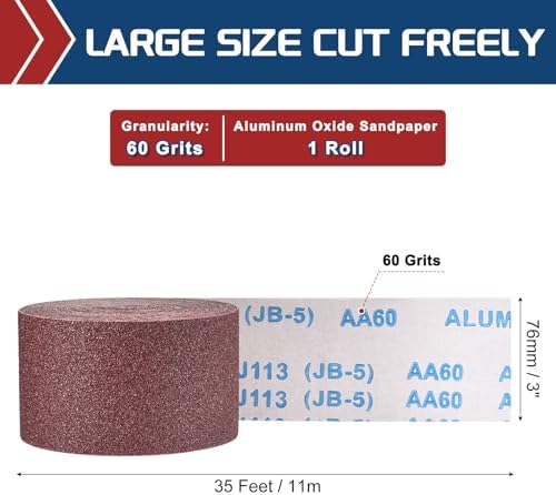 Sandpaper Roll 3Inch 35FT 60Grit Aluminum Oxide Emery Cloth Roll