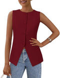 PRETTYGARDEN Women Tailored Suit Vest Business Casual Tops