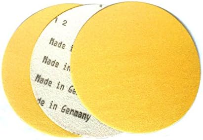 9 inch Sanding Discs Hook and Loop Round Sand Paper Disc, Gold Aluminum Oxide No Hole Hook and Loop Sanding Discs, 100 Grit Sandpaper Auto Body Sandpapers for Wood, Paint, Metal & Plastics, 25 Pack