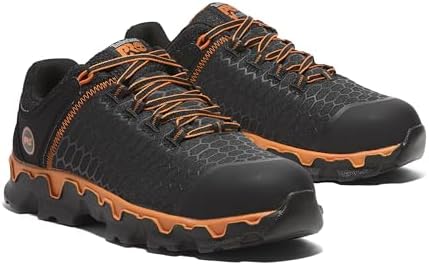 Timberland PRO Men's Powertrain Sport Alloy Safety Toe Industrial Athletic Work Shoe, Black/Orange-2024 New, 7
