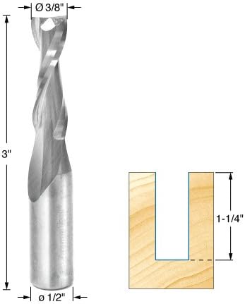 Amana Tool - 46014 CNC Solid Carbide Compression Spiral 3 Flute x 1/2 Dia x 1-5/8 x 1/2 In