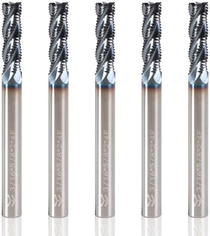 3/16" 4 Flute Roughing End Mill AlTiN Coated Carbide, 5Pcs