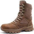 DahWe Men's Steel Toe Work Boots with Side Zipper 8 inches