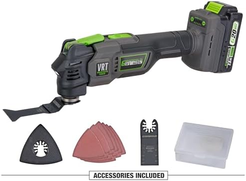 Genesis G20MAX 20V Brushless Oscillating Multi-Tool | 10,000–19,000 OPM | 3.5° Oscillation | Vibration Reduction Technology | 5-Speed Control | Battery & Charger
