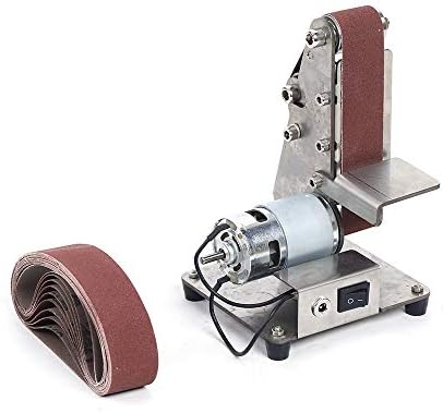 Mini Belt Sander, Electric Power Belt Sanders with 10pcs Sand Belts Metal Grinder Knife Making DIY Vertical Sand Belt Machines for DIY Wood Working Edge Polishing (775 Spindle Motor)