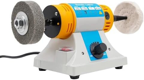 Jewelry Polisher, Stepless Speed Regulation Bench Buffer Grinder Polishing & Buffing Machine Multi-Function Bench Buffer Polisher DIY Polishing Machine-Fiber/Cloth/Emery Wheel-up to 10000rpm
