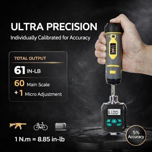 Torque Screwdriver Wrench Set 10-70 Inch Pounds for Professional Maintenance, Firearms Accurizing Gunsmithing, Scope Mounting, Tools with 1/4" Adapter