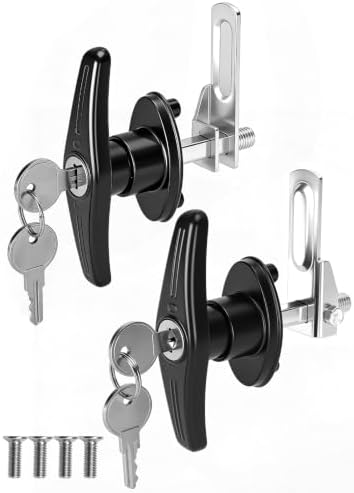 Truck Camper Shell T-Handle Lock Replacement Parts, L&R Lock | Truck Cap Door T-lock Accessories,Truck Bed Topper Locking Kit with Locking Cam Maching Set, Keyed A-like, Weather Resistant