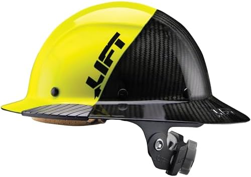 LIFT SAFETY Dax Carbon Fiber Full Brim Hard Hat | Safety/Construction Helmet w/ 6 Point Suspension for Comfort & Impact Protection
