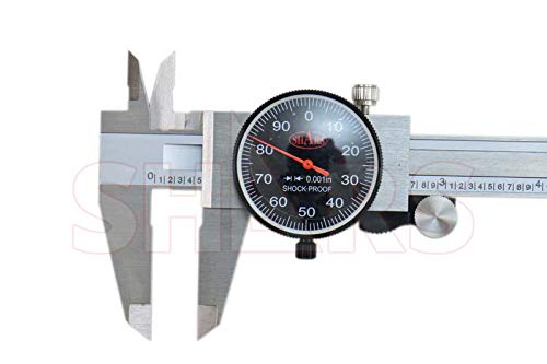 Shars 0-6" Precision Stainless Steel Shock Proof Dial Caliper .001" Graduation, Black Face 303-1305B P