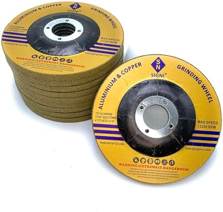 Signi Aluminum Grinding Wheel 4 1/2 for Aluminum Copper Non-Ferrous 10 Pack (Not Load While Grinding)